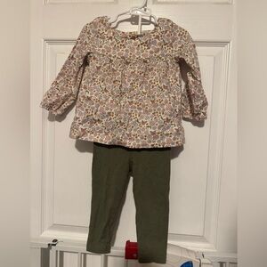 Carter's Floral Top and Olive Pants Set